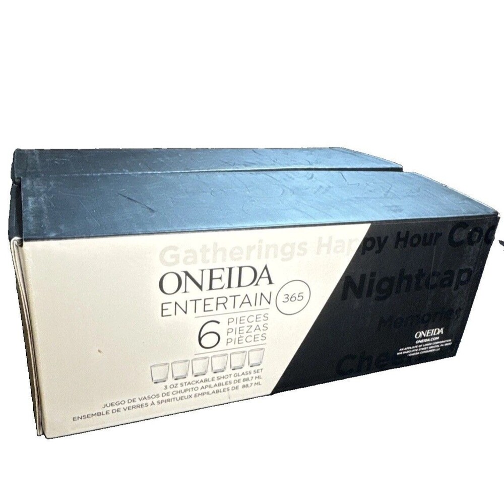 Oneida- Entertain 365- Set Of 6 Stackable Shot Glasses- 3oz. - New In Box